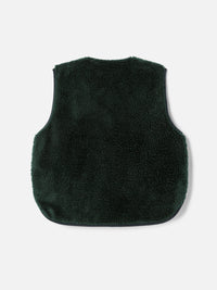 Sleeveless Sherpa jacket with front bows - Evergreen