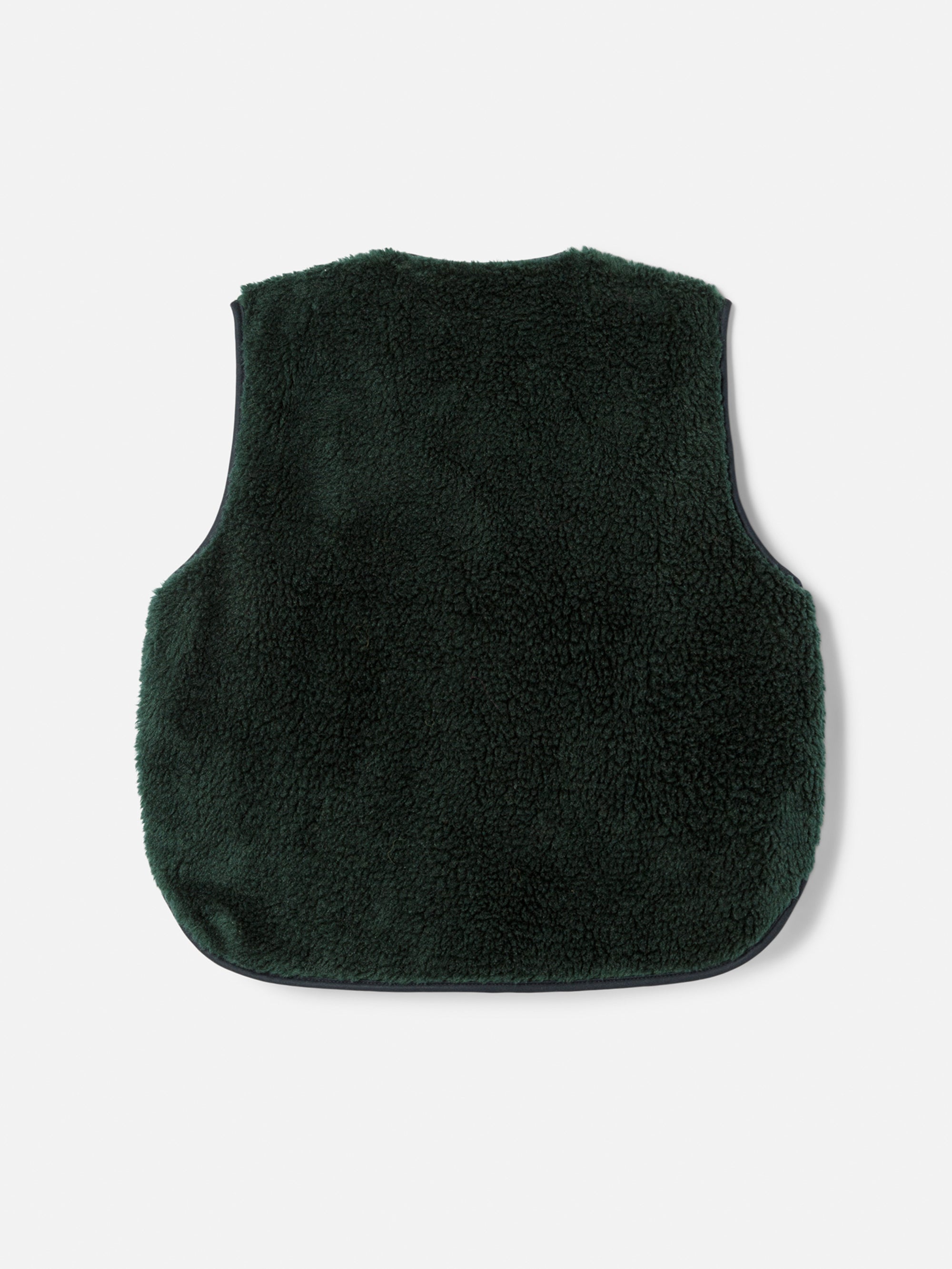 Sleeveless Sherpa jacket with front bows - Evergreen