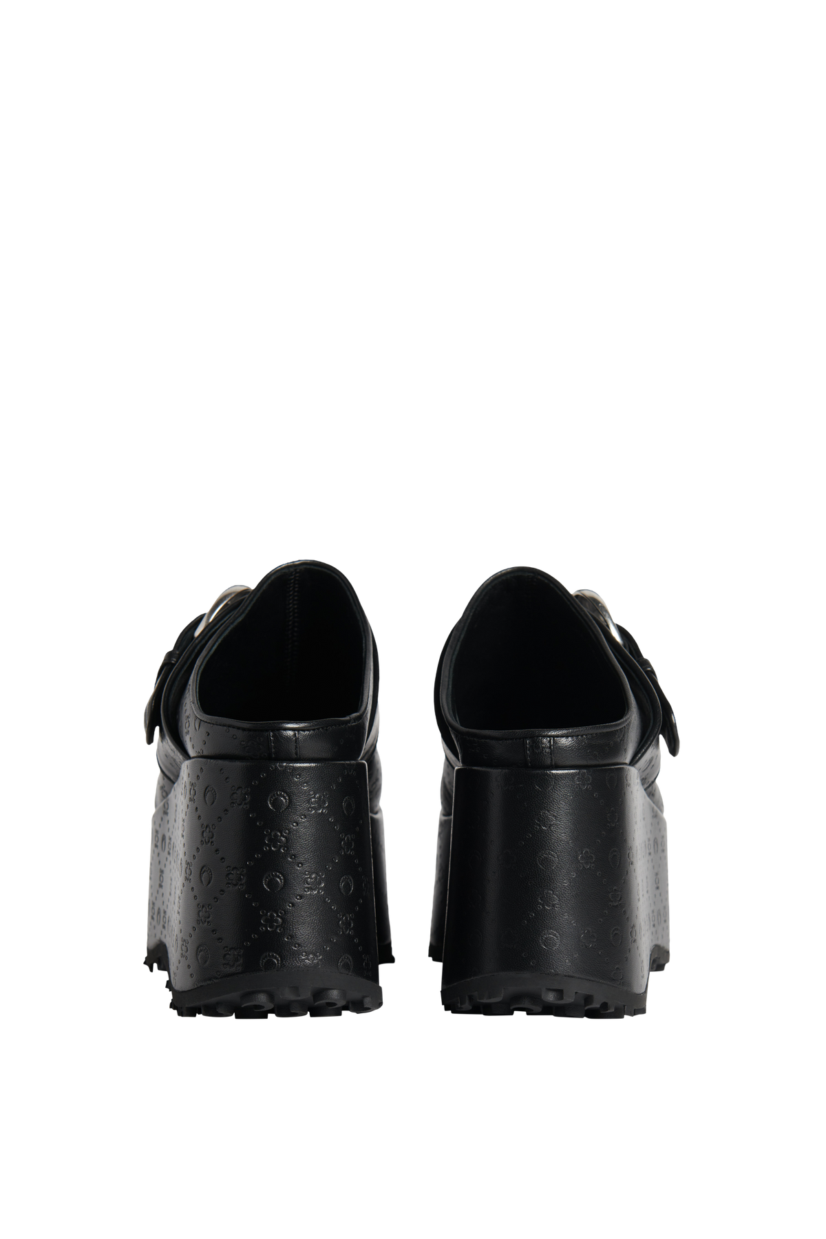 Mules en cuir monogramme - Black