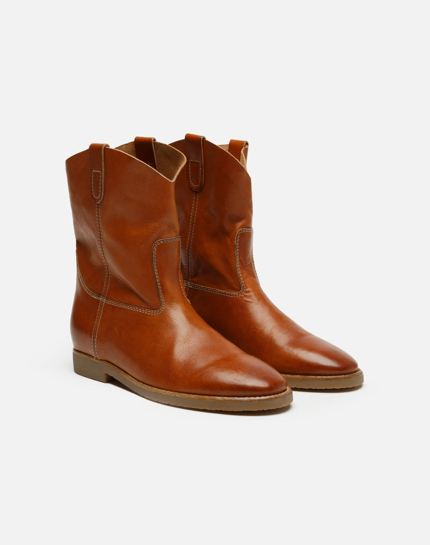 60's leather Camargue boots - Tan Leather