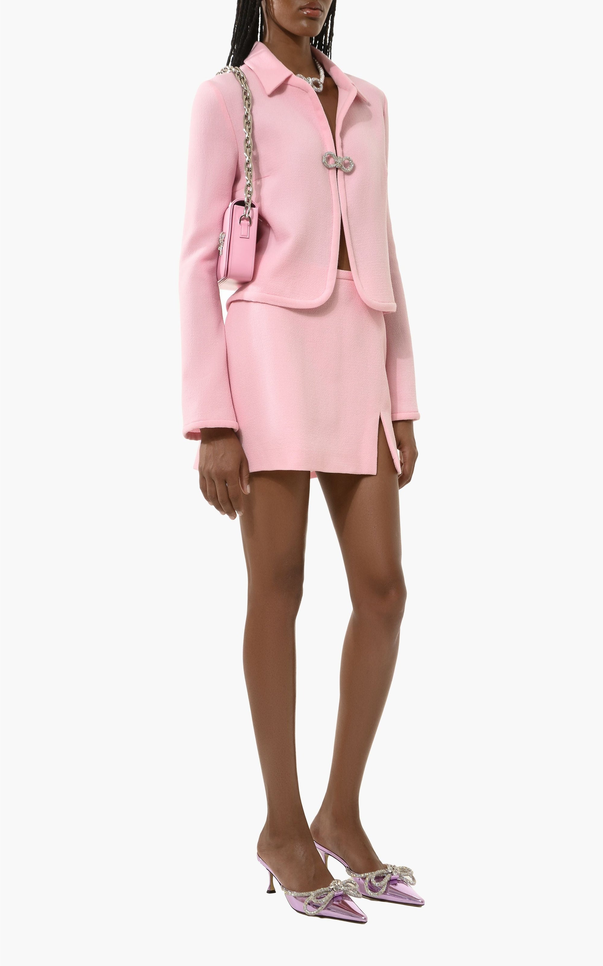 Wool & strass Bow jacket - Pink