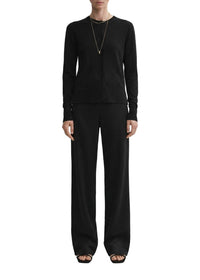 Pantalon large en satin contrasté - Black