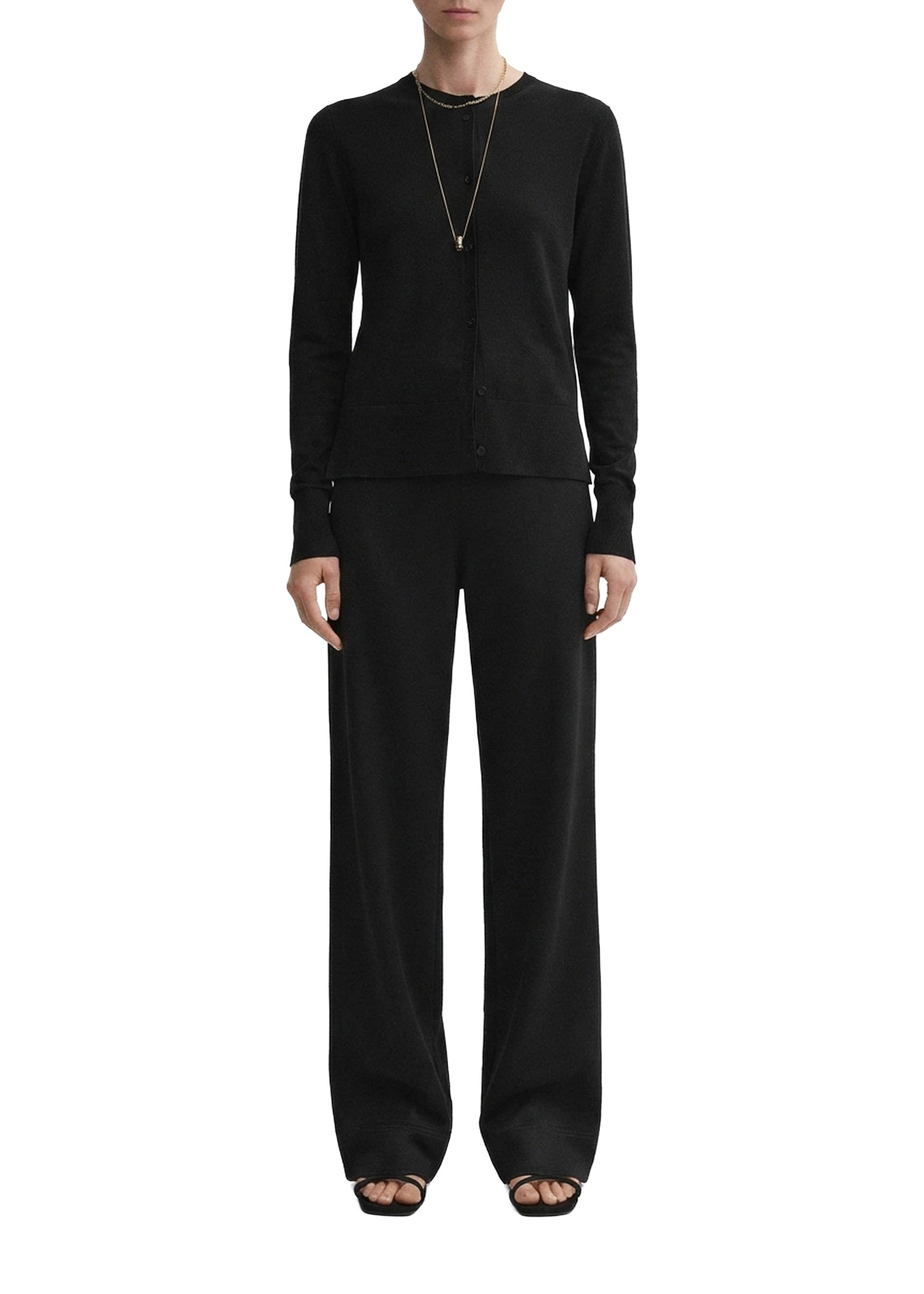 Pantalon large en satin contrasté - Black