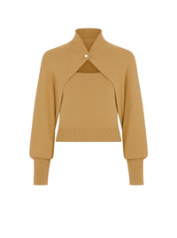 Boléro coupe effet cape en cachemire - Brown & Yellow