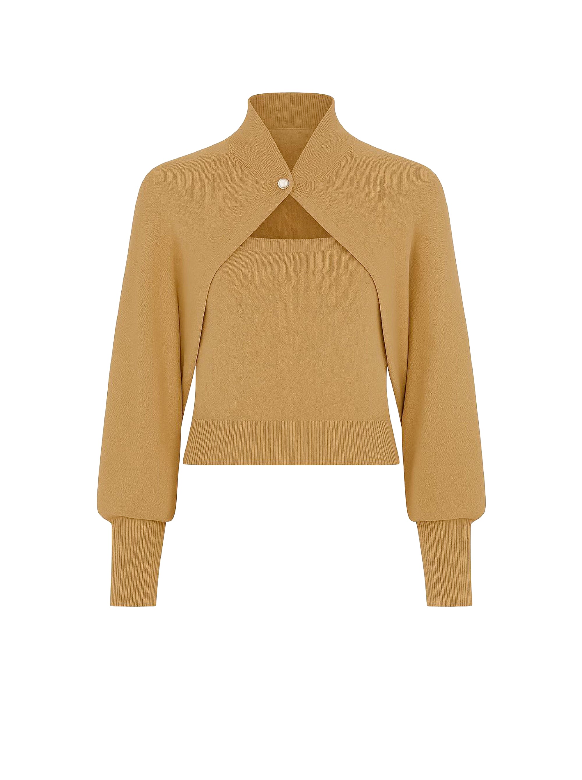 Boléro coupe effet cape en cachemire - Brown & Yellow