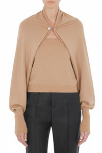 Boléro coupe effet cape en cachemire - Brown & Yellow