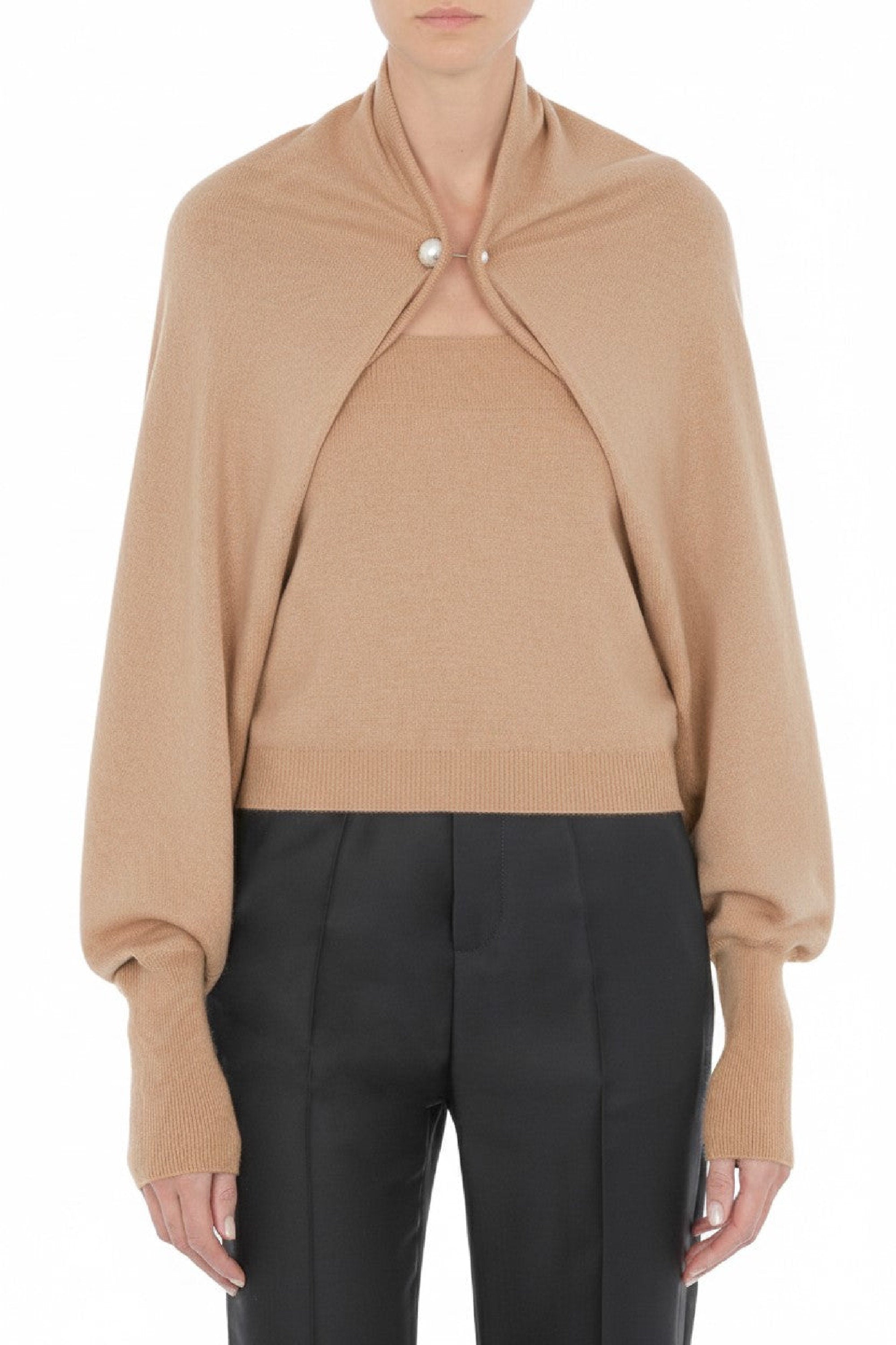 Boléro coupe effet cape en cachemire - Brown & Yellow