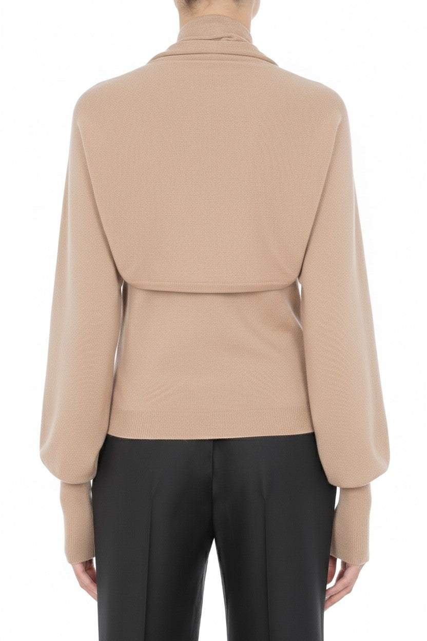 Boléro coupe effet cape en cachemire - Brown & Yellow