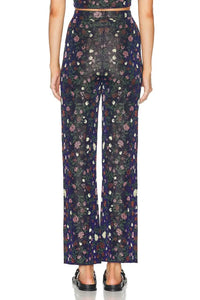 Pantalon évasé à imprimé - Silver Floral Jacquard