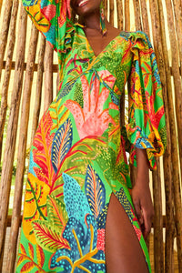 Slit Forest Dream midi dress - Green
