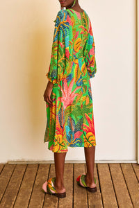 Slit Forest Dream midi dress - Green