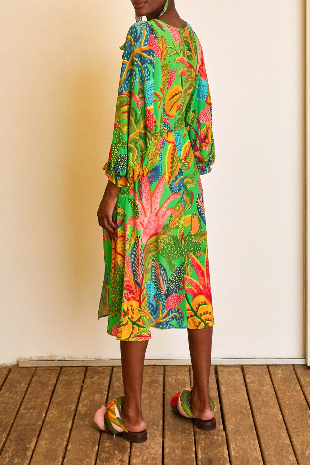 Slit Forest Dream midi dress - Green