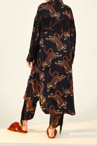 Leopard fringed shirt - Brown