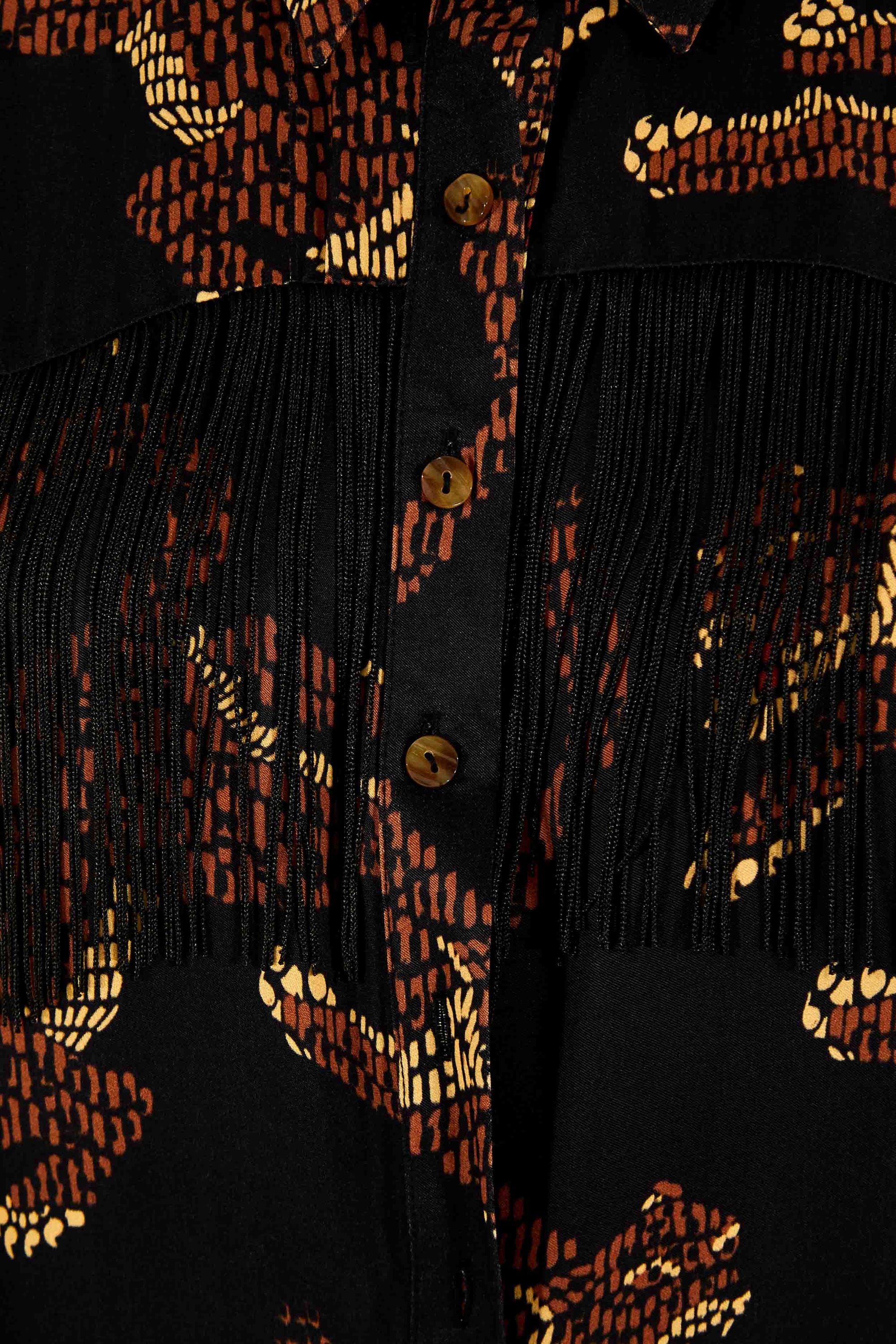 Leopard fringed shirt - Brown