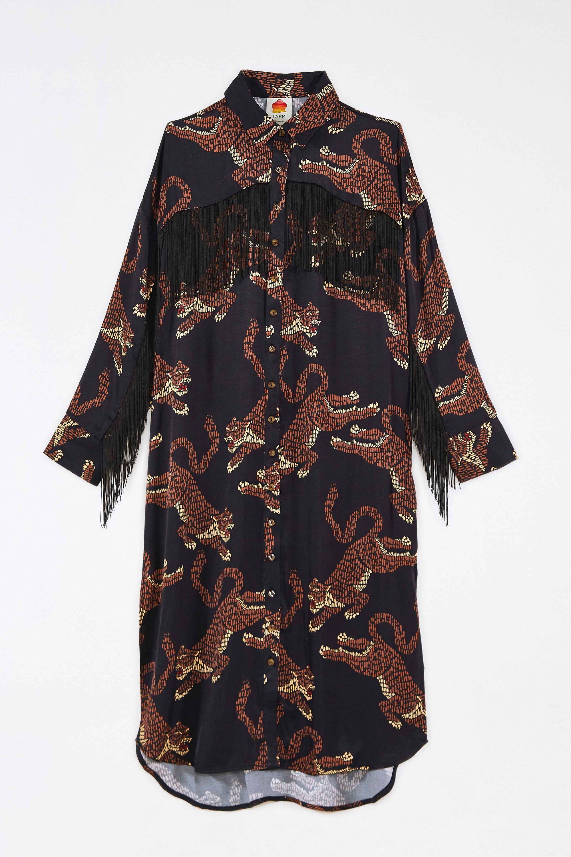 Leopard fringed shirt - Brown