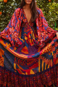 Robe longue Abstract Patches - Rose