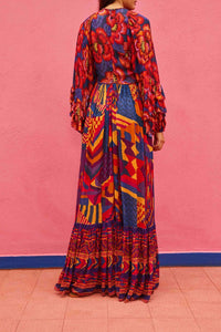 Robe longue Abstract Patches - Rose