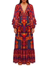 Robe longue Abstract Patches - Rose