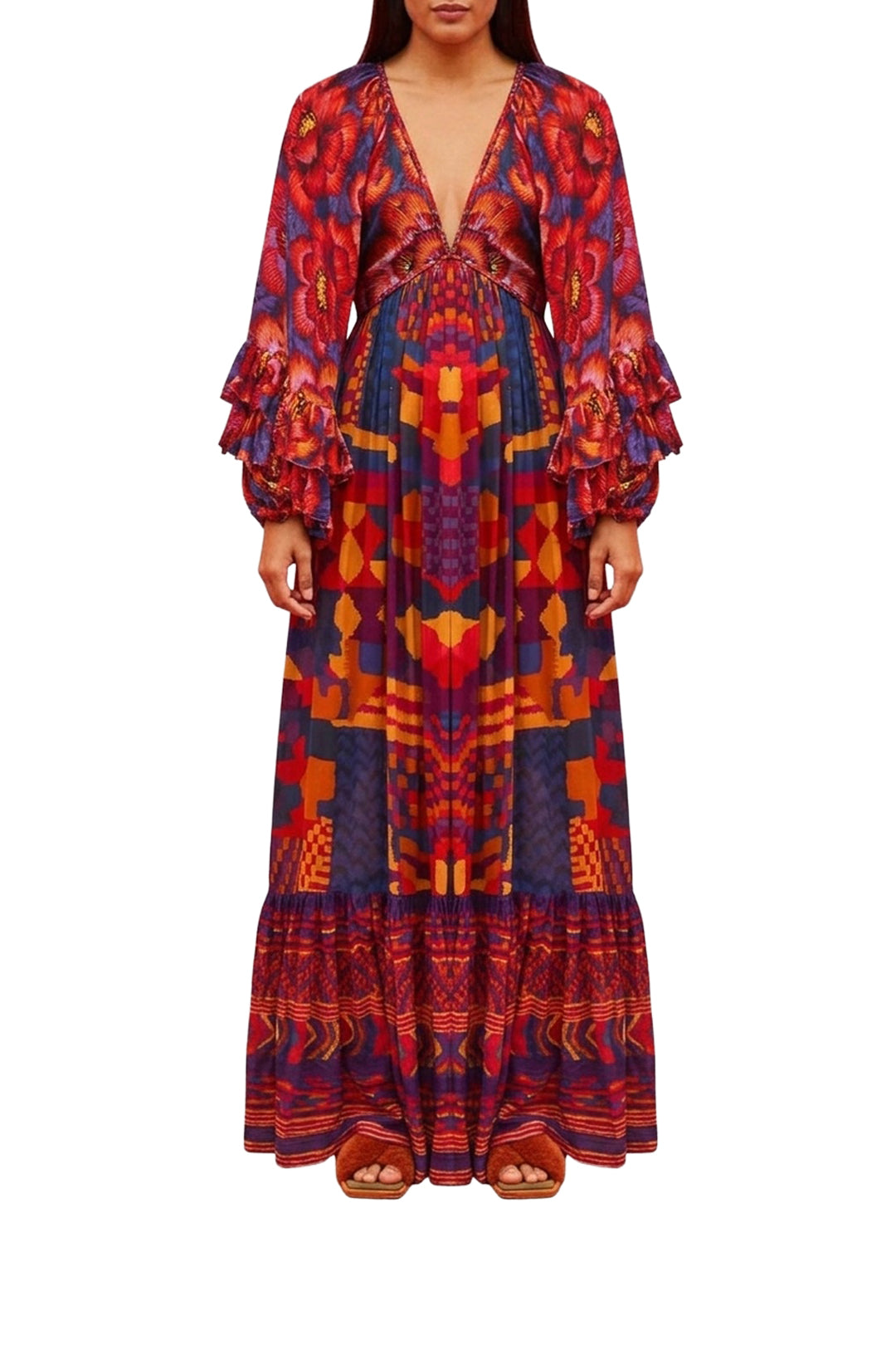 Robe longue Abstract Patches - Rose