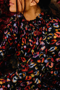 Robe courte Ikat-Dyed Leopard - Noir