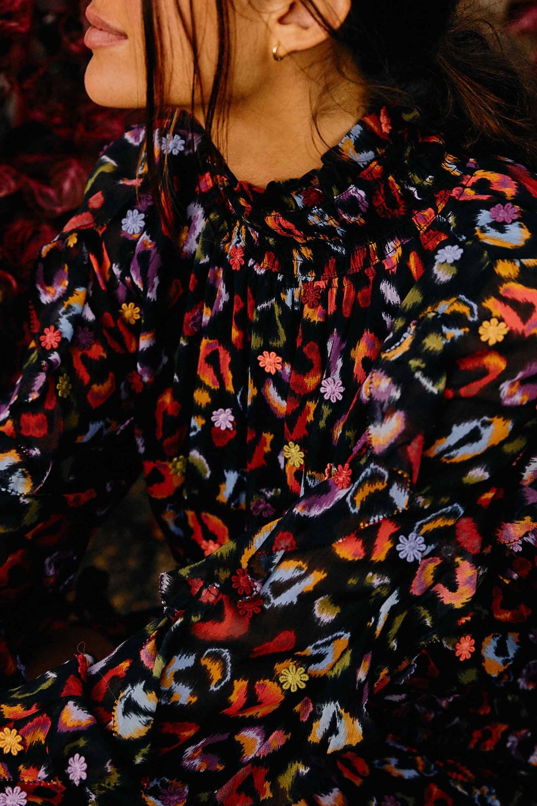 Robe courte Ikat-Dyed Leopard - Noir
