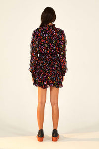 Robe courte Ikat-Dyed Leopard - Noir