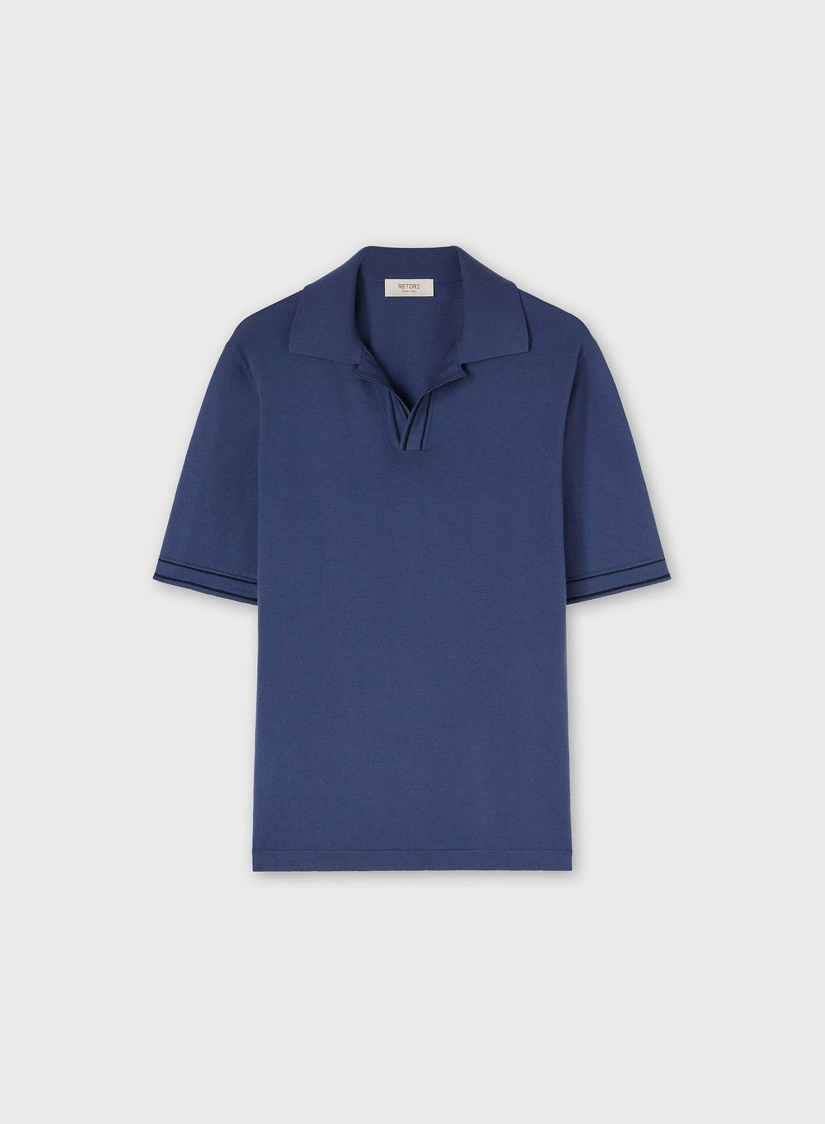 BLUE JERSEY STITCH KNIT POLO WITH CONTRASTING STRIPE DETAIL