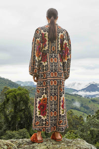 Robe longue Flower Tapestry - Beige