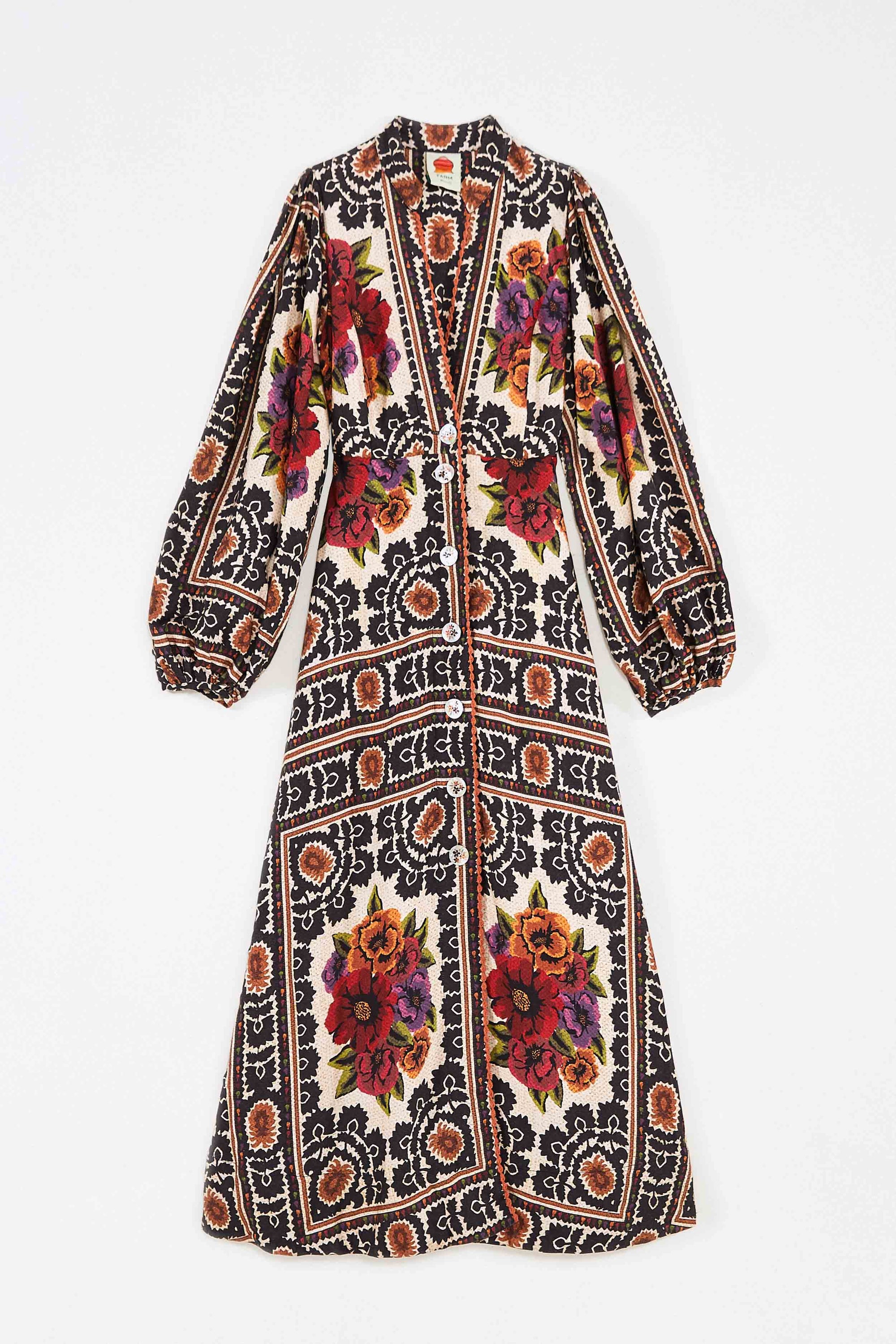 Robe longue Flower Tapestry - Beige