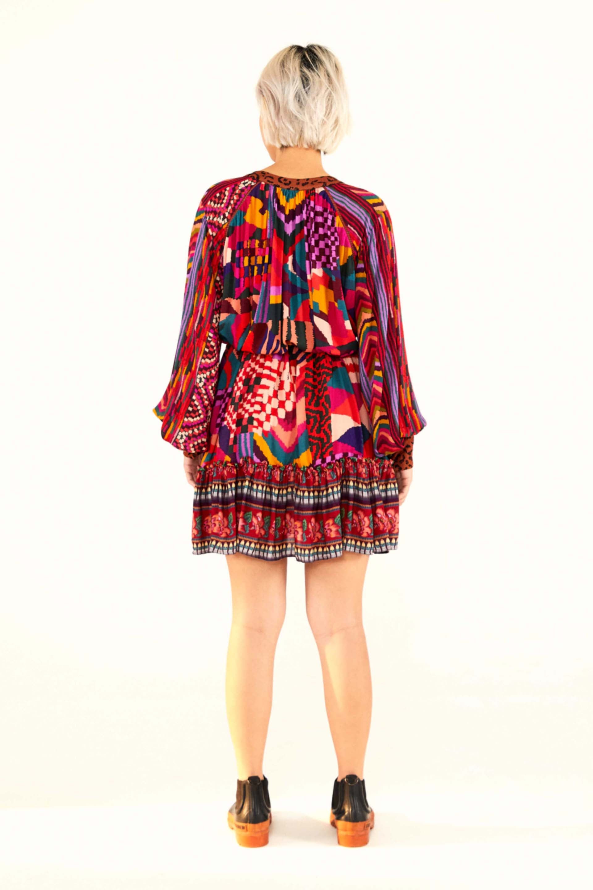 Robe courte Patches - Rose