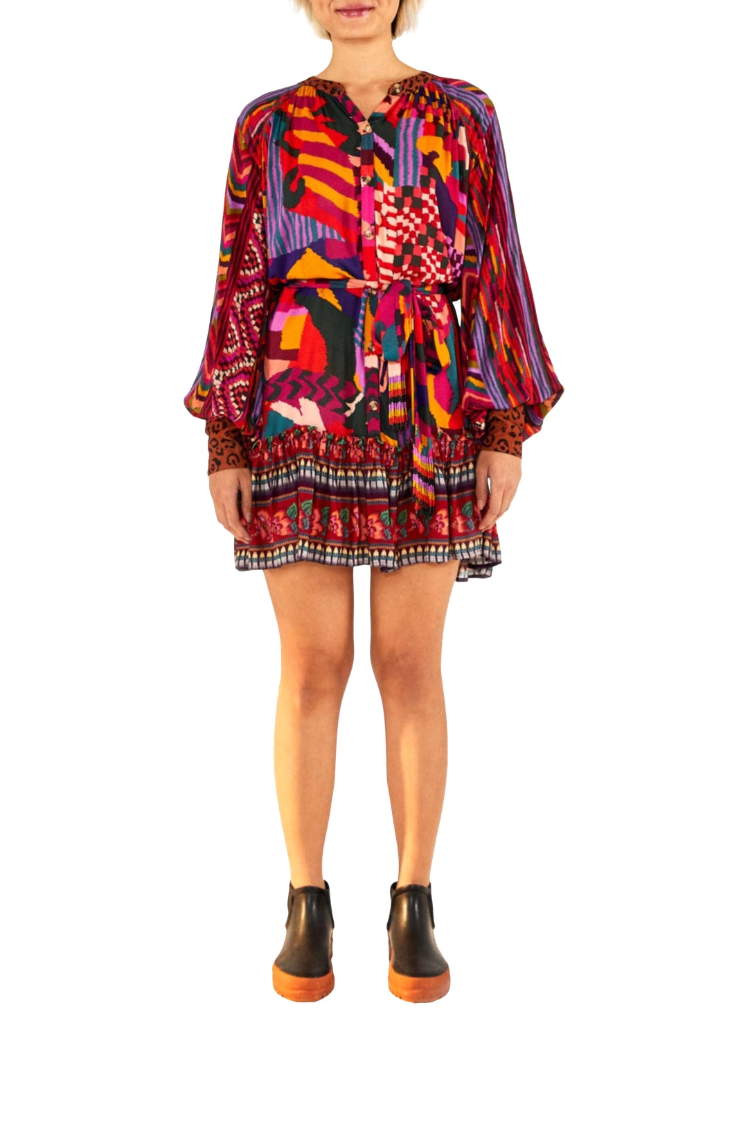 Robe courte Patches - Rose