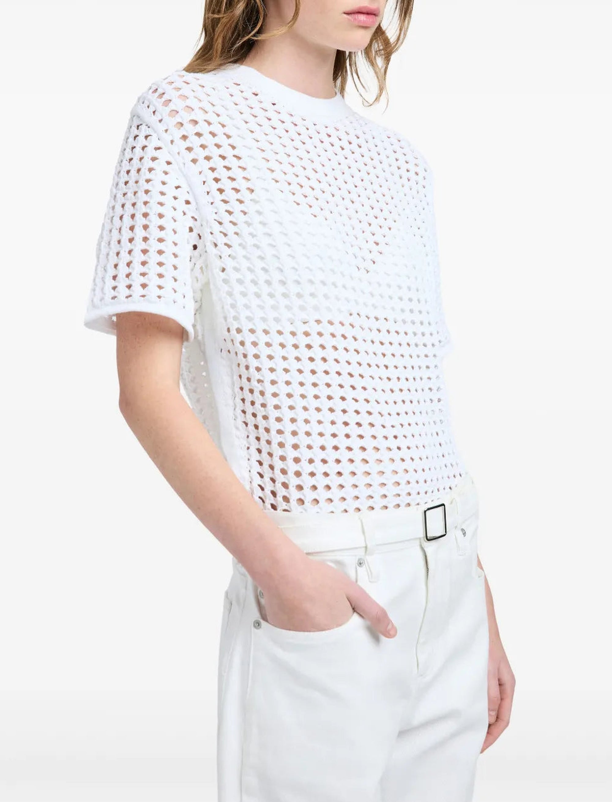 T-shirt Kimia en crochet - Off White
