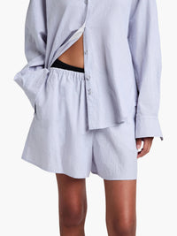 Short Jana à taille élastiquée en lin - Light Oxford Melange