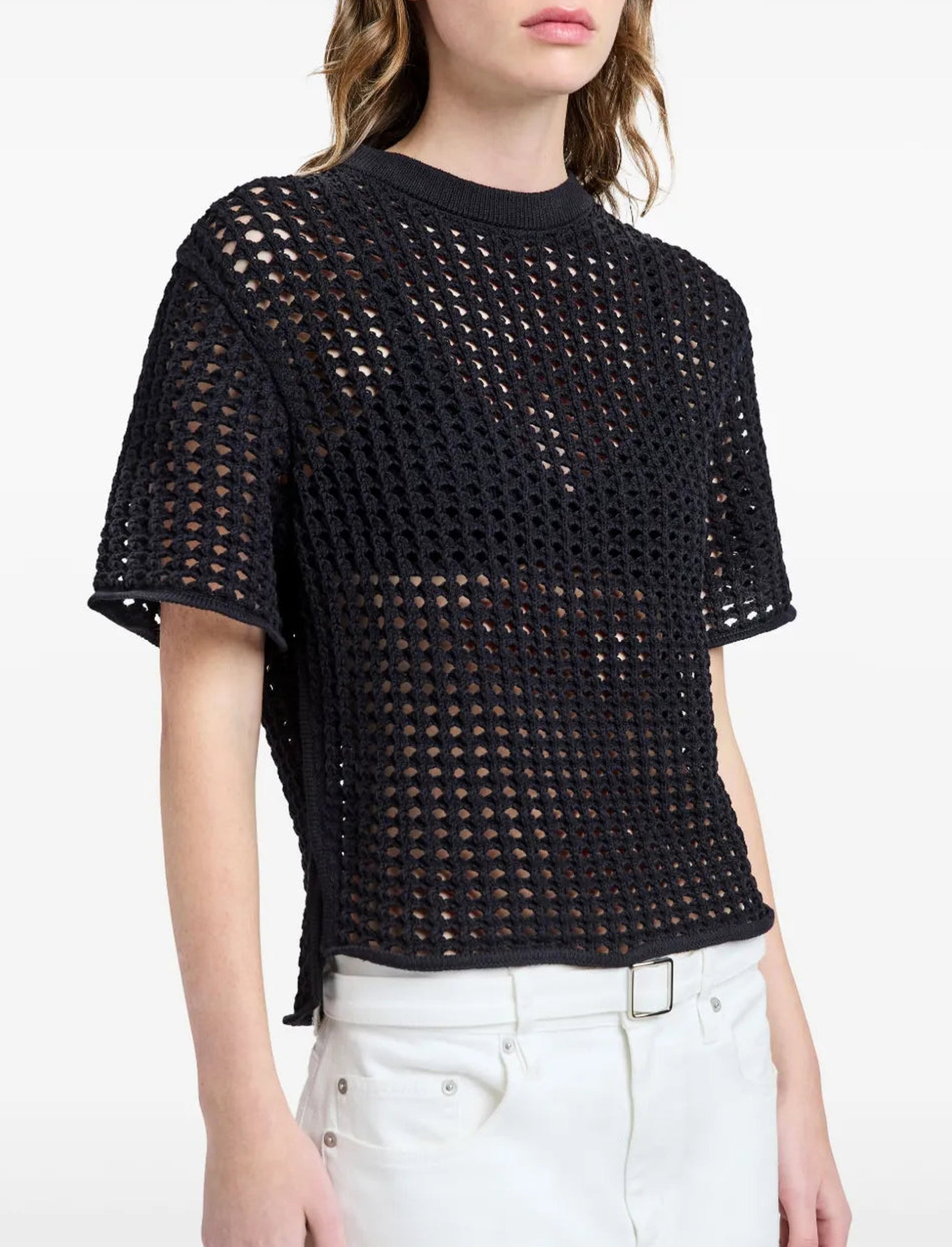 T-shirt Kimia en crochet - Black
