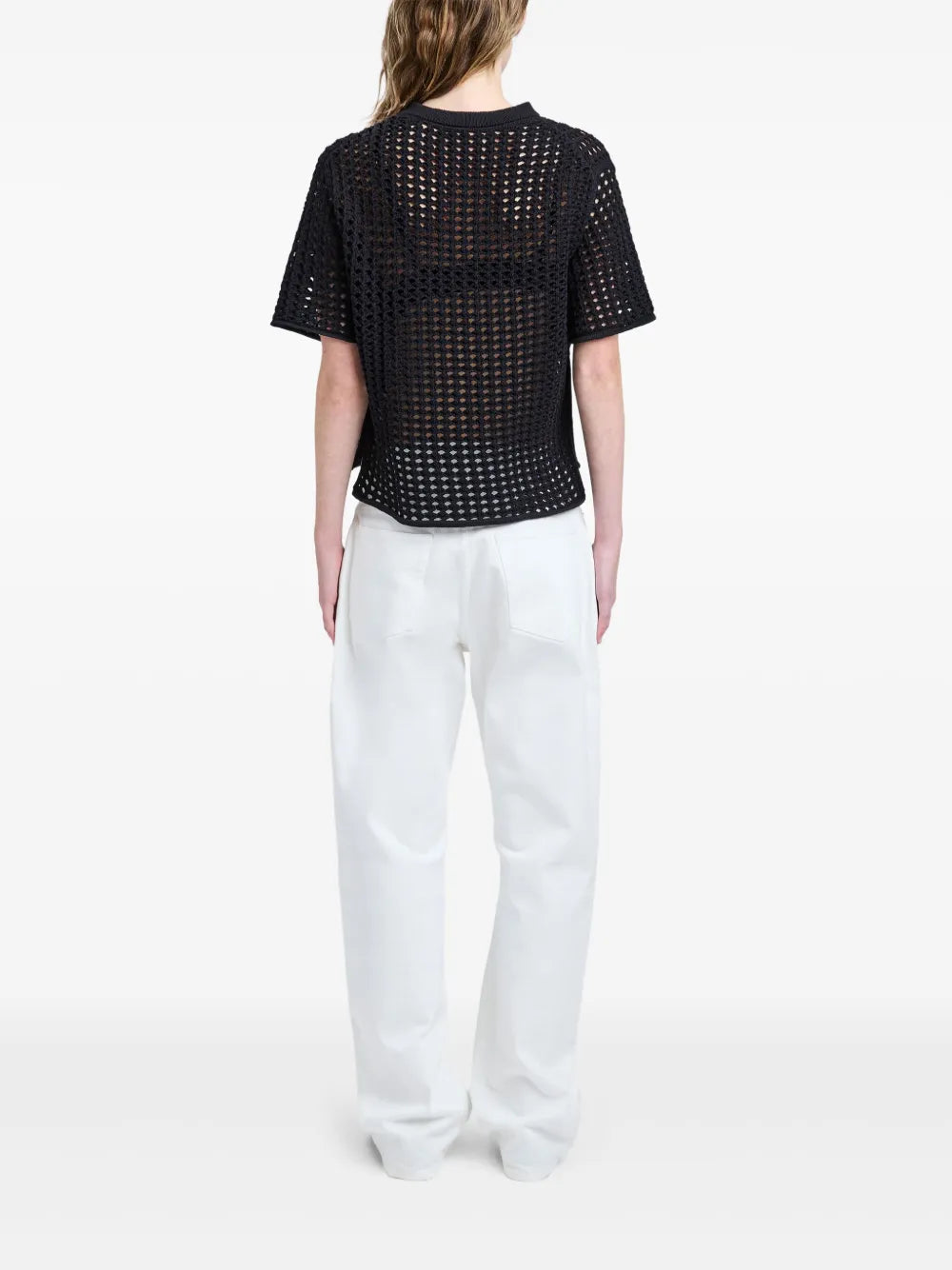T-shirt Kimia en crochet - Black