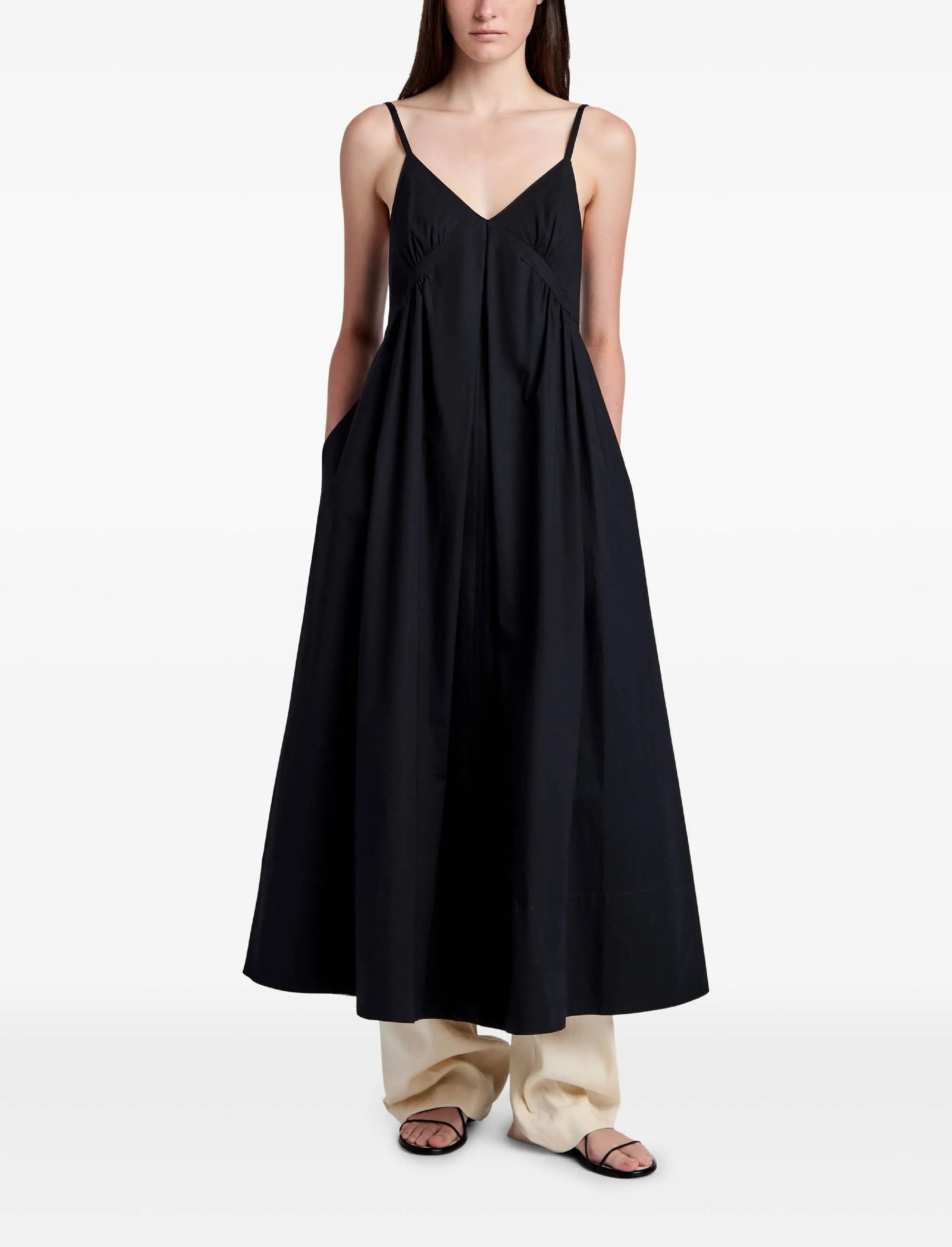 Robe Barker à bretelles en popeline - Black