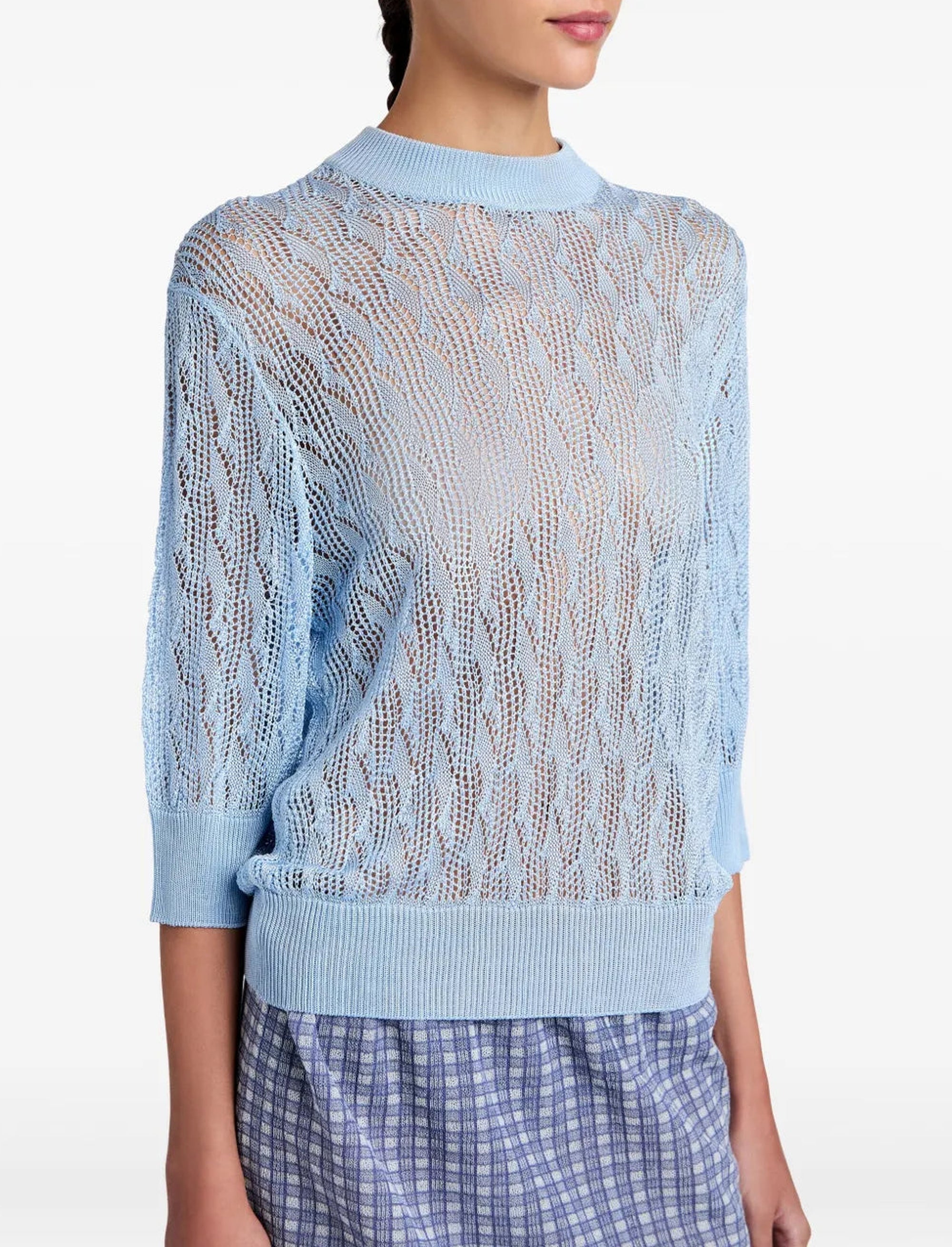 Pull Nicola à manches courtes tricoté - Light Oxford