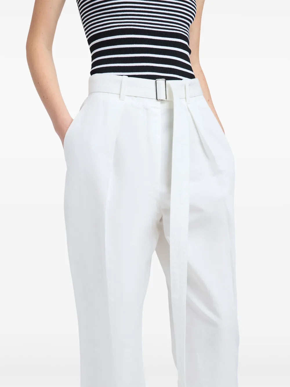 Belted Vera trousers with darts - Navy