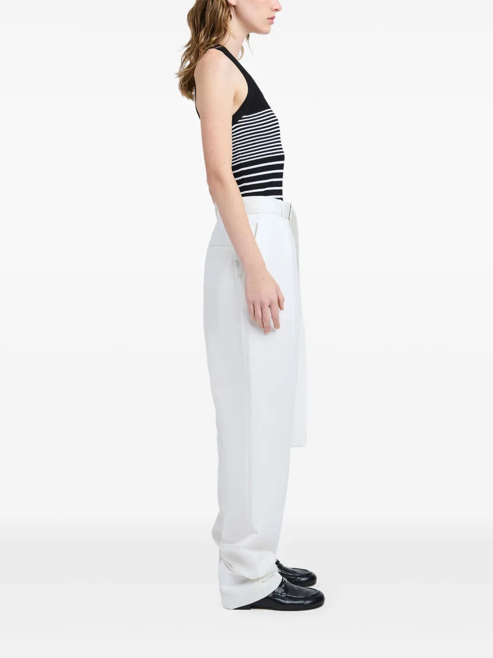 Pantalon Vera ceinturé à pinces - White