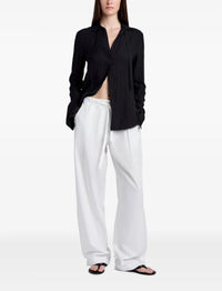 Drawstring blouse with scalloped hem - Black