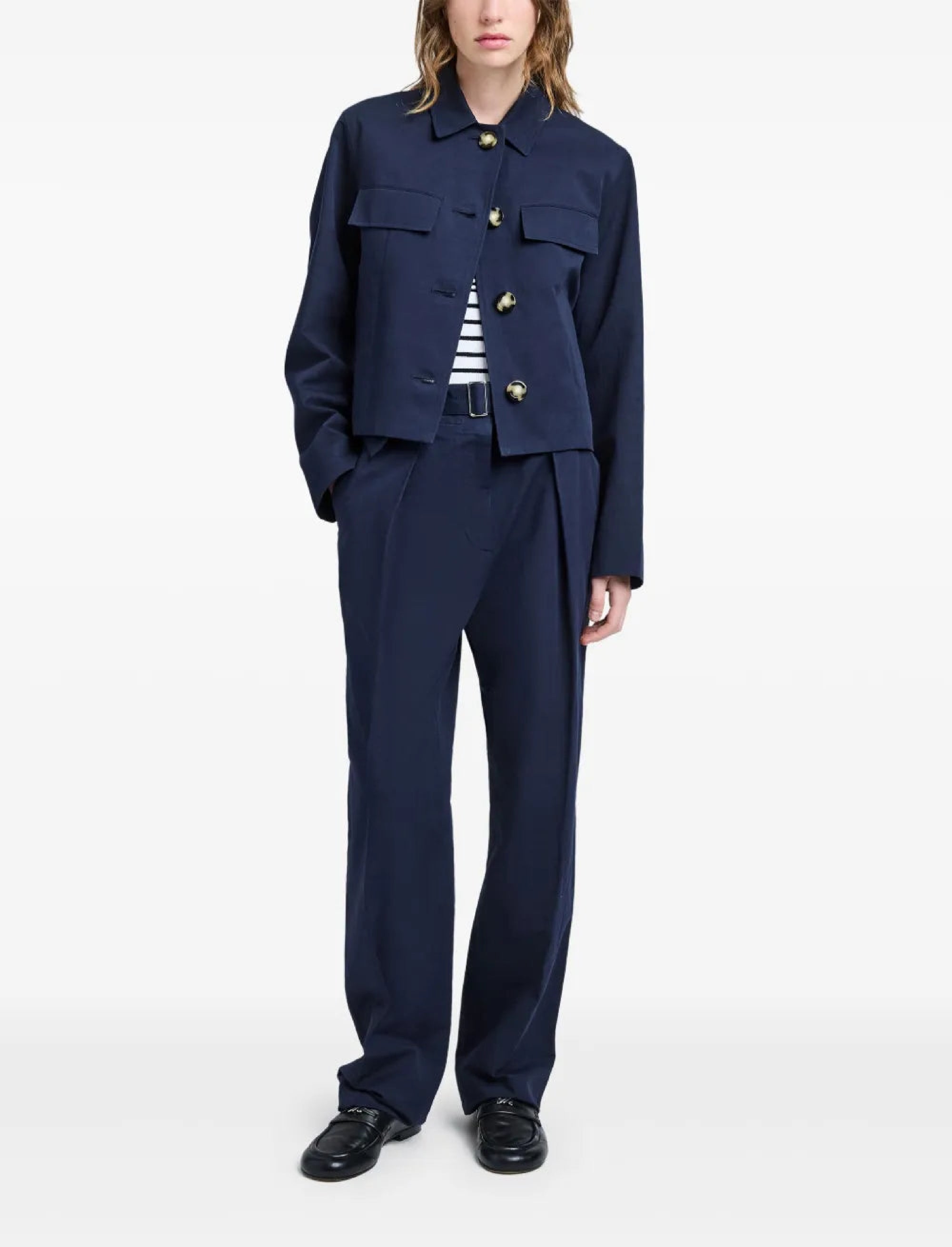 Veste courte boutonné à poches - Navy