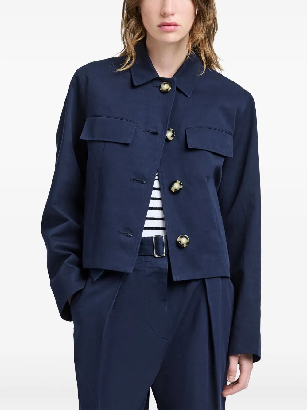 Veste courte boutonné à poches - Navy