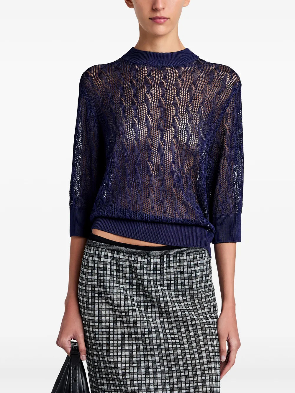 Pull Nicola à manches courtes tricoté - Dark Ink