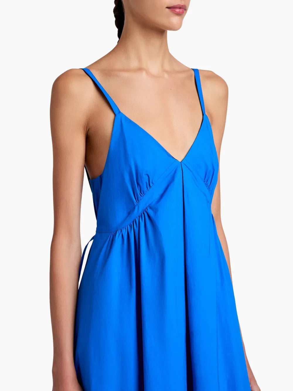 Robe Barker à bretelles en popeline - Cyan