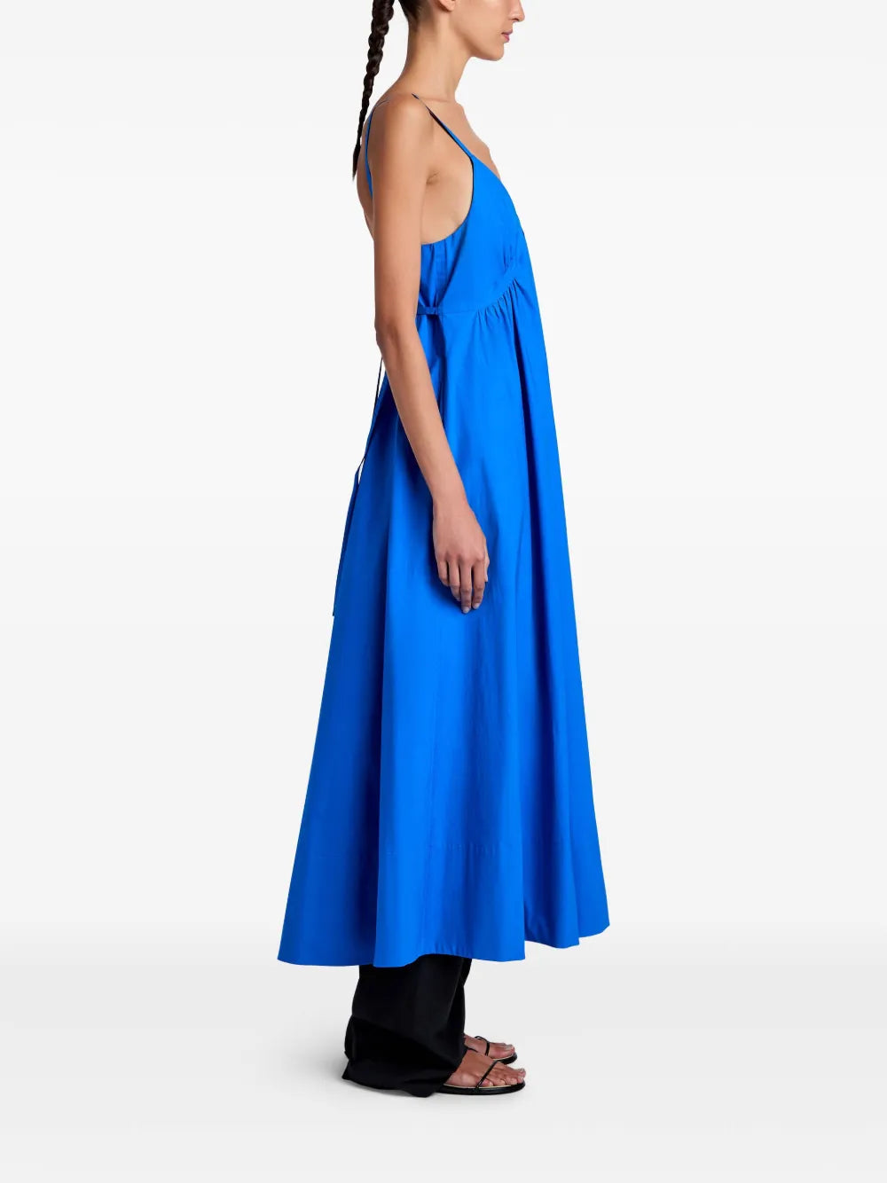 Robe Barker à bretelles en popeline - Cyan