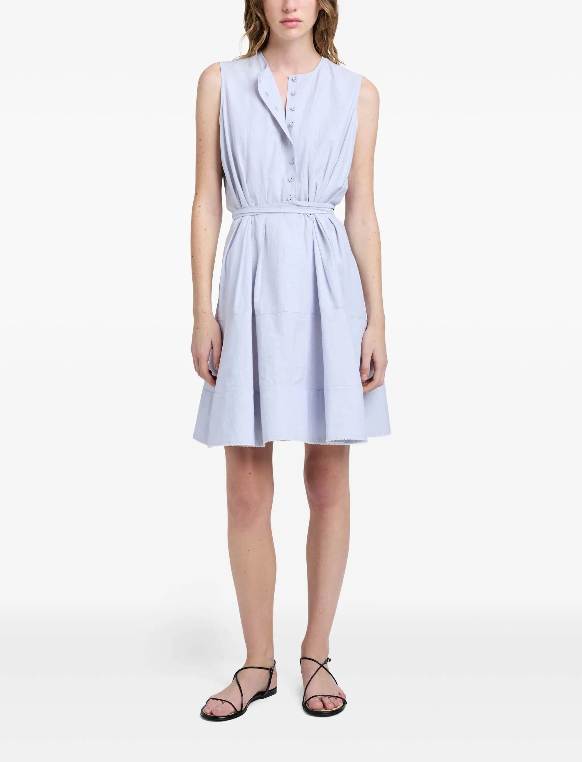 Robe chemise Kenziz sans manches en lin - Light Oxford Melange