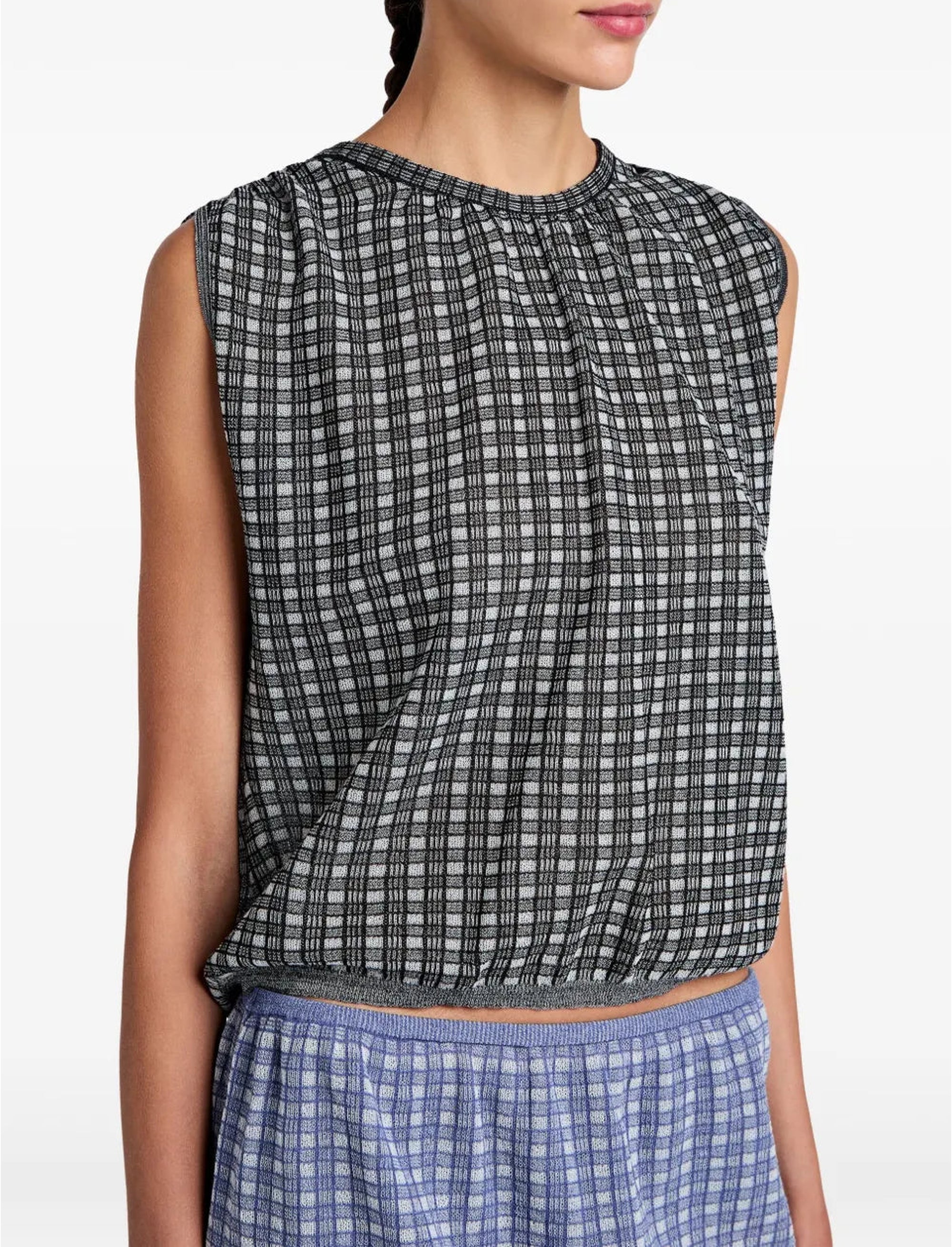 T-shirt Bradley à carreaux - Off White & Black