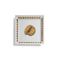 Giro di Conchiglie square porcelain plate - Gold & Black & White