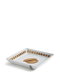 Giro di Conchiglie square porcelain plate - Gold & Black & White