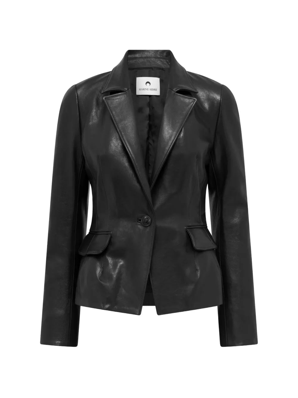 Satin Grain Leather Fitted Jacket - Noir
